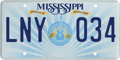 MS license plate LNY034