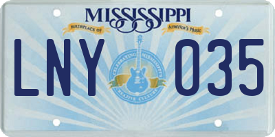 MS license plate LNY035