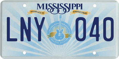 MS license plate LNY040