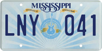 MS license plate LNY041