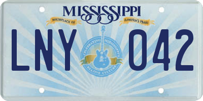 MS license plate LNY042