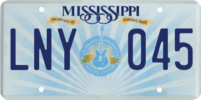 MS license plate LNY045