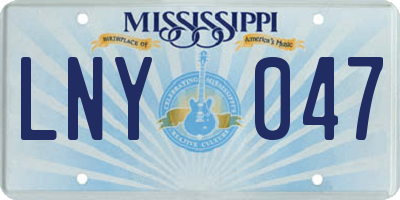 MS license plate LNY047