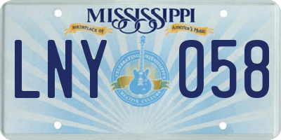 MS license plate LNY058