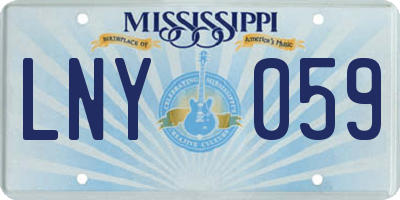 MS license plate LNY059