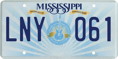 MS license plate LNY061