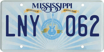 MS license plate LNY062