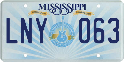 MS license plate LNY063