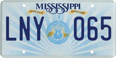 MS license plate LNY065