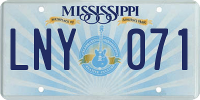 MS license plate LNY071