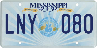 MS license plate LNY080