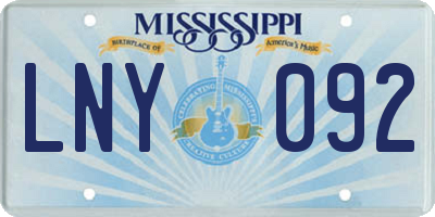MS license plate LNY092