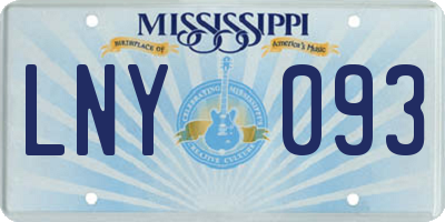 MS license plate LNY093