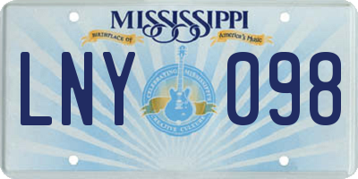 MS license plate LNY098