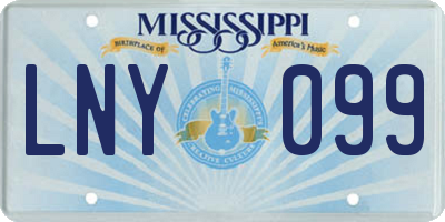 MS license plate LNY099