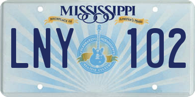 MS license plate LNY102