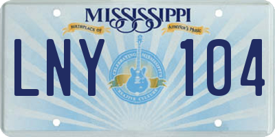 MS license plate LNY104