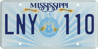 MS license plate LNY110