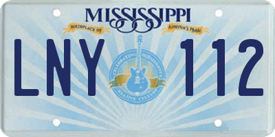 MS license plate LNY112