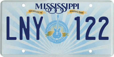 MS license plate LNY122