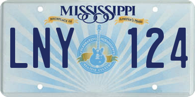 MS license plate LNY124