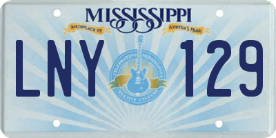 MS license plate LNY129