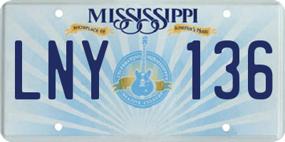 MS license plate LNY136