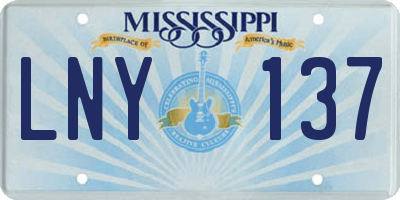 MS license plate LNY137