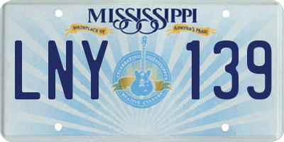 MS license plate LNY139