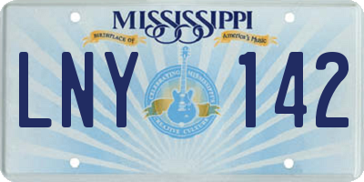 MS license plate LNY142