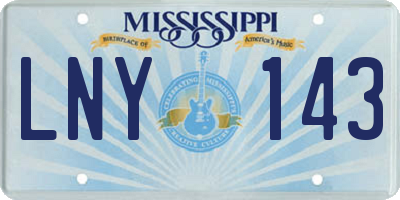 MS license plate LNY143