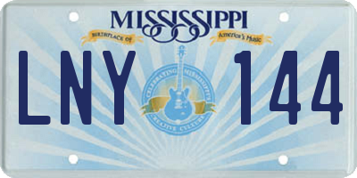 MS license plate LNY144
