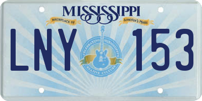 MS license plate LNY153