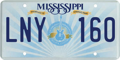 MS license plate LNY160