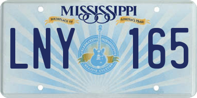 MS license plate LNY165