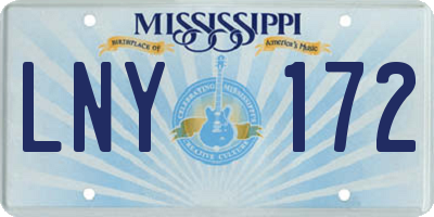 MS license plate LNY172