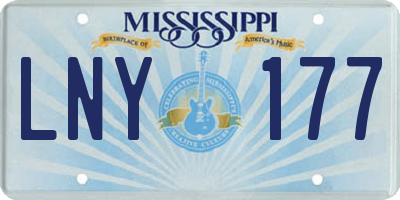 MS license plate LNY177