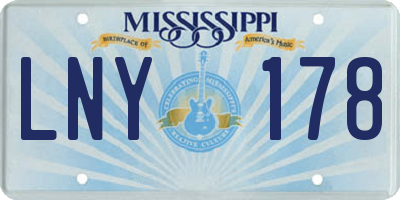MS license plate LNY178