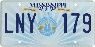 MS license plate LNY179