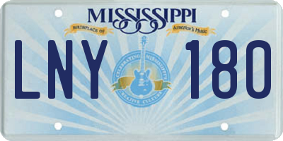 MS license plate LNY180