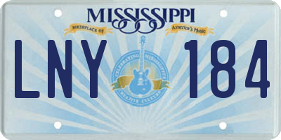 MS license plate LNY184