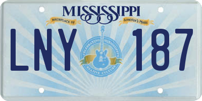 MS license plate LNY187