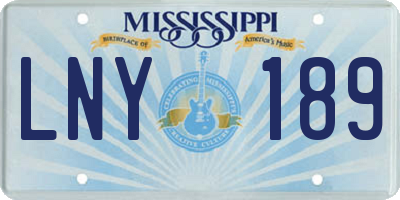 MS license plate LNY189
