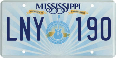 MS license plate LNY190