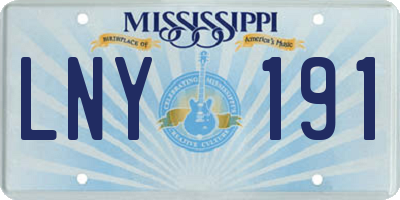 MS license plate LNY191