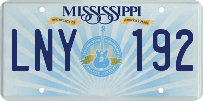 MS license plate LNY192