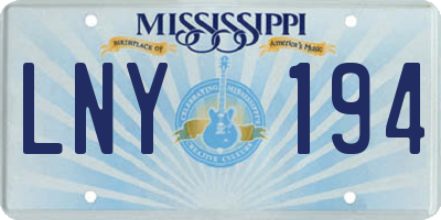 MS license plate LNY194