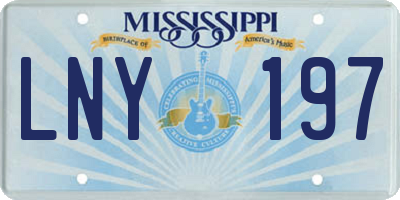 MS license plate LNY197