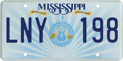 MS license plate LNY198