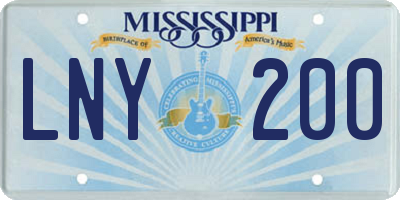 MS license plate LNY200